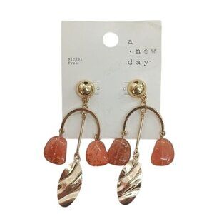 A New Day Womens Earrings Dangle Drop Gold Tone Stone Accent Nickel Free